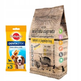 Wiejska Zagroda Indyk z Jagnięciną 2kg M średnie rasy + DENTASTIX
