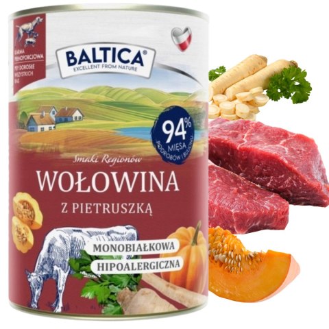 BALTICA Smaki Regionów Wołowina z pietruszką 400g monobiałkowa karma dla psa
