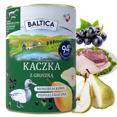 Baltica Smaki Regionów Kaczka z gruszką 400G monobiałkowa karma dla psa