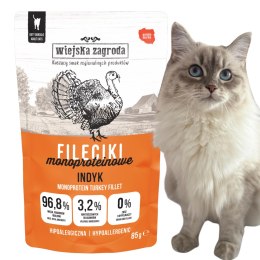 Wiejska Zagroda Karma mokra dla kota Fileciki Indyk (dorosły) 85g