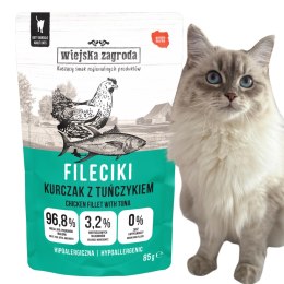 Wiejska Zagroda Karma mokra dla kota Fileciki Kurczak z tuńczykiem (dorosły) 85g