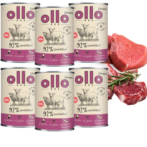 Zestaw OLLO PUSZKA PIES UMAMI JAGNIĘCINA I WOŁOWINA 6X850G