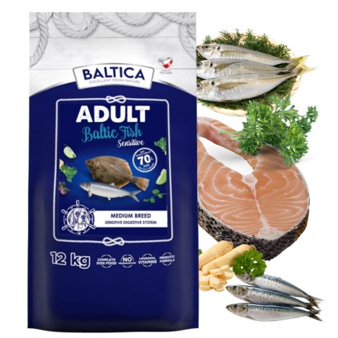 BALTICA ADULT SENSITIVE BALTIC FISH MEDIUM 12KG KARMA HYPOALERGICZNA Z RYBĄ