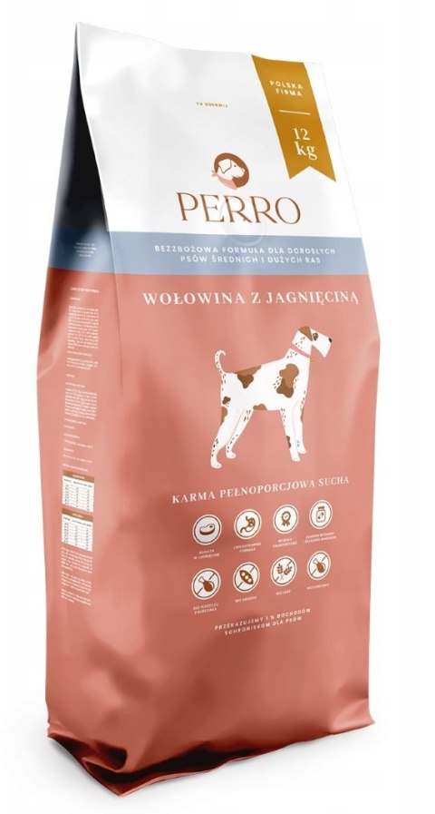 PERRO Wołowina z Jagnięciną Średnie Duże Rasy 12kg