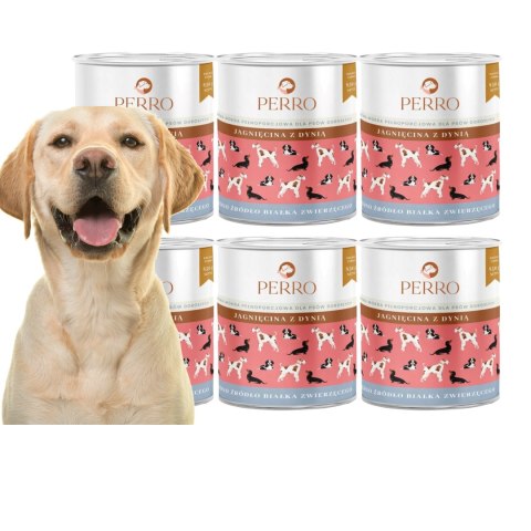 PERRO ZESTAW 6X800 JAGNIĘCINA Z DYNIĄ Monoproteinowe puszki dla psa