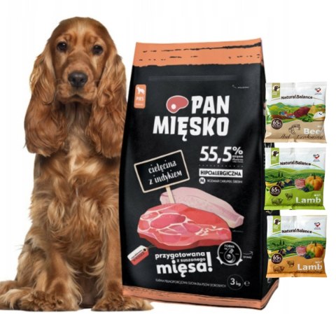 Pan Mięsko Karma PIES cielęcina z indykiem chrupki M 9kg