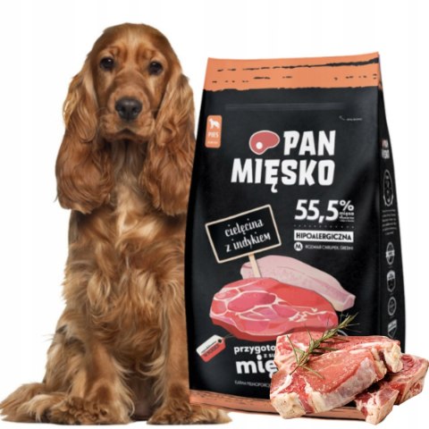 Pan Mięsko Karma PIES cielęcina z indykiem chrupki M 9kg