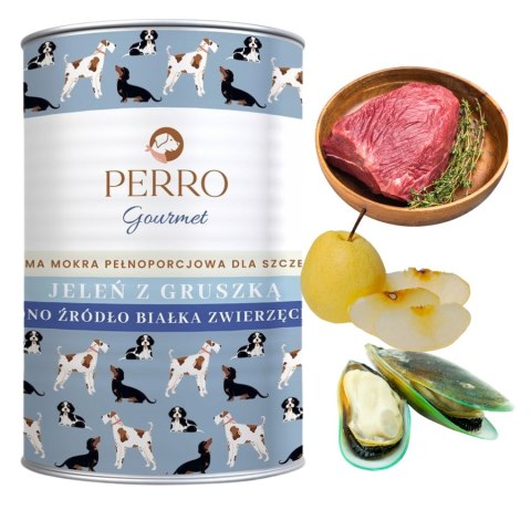 Perro Gourmet Monobiałkowa Karma Mokra Jeleń z Gruszką Junior 400g dla Psa