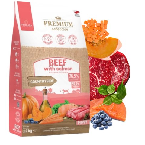 Pokusa Puppy BEEF&SALMON 12kg Wołowina i łosoś dla szczeniąt