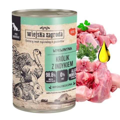 Wiejska Zagroda Indyk z królikiem 400g Wywkintna Hipoalericzna