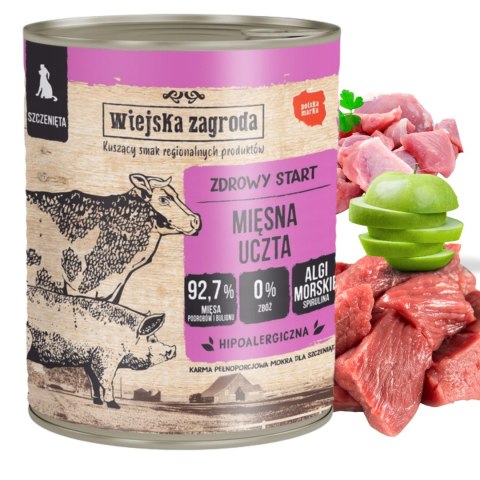 Wiejska Zagroda Karma Mokra dla Psa Mięsna Uczta Szczeniak 800g