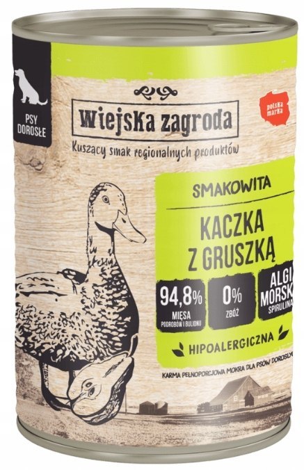 Wiejska Zagroda Karma mokra dla psa Kaczka z gruszką (dorosły) 400g