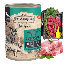 Wiejska Zagroda Leśne smaki Pies Jeleń z wieprzowiną 400g puszka