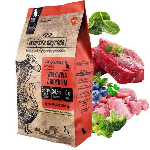 Wiejska Zagroda Wołowina z Indykiem 2kg L DUŻE CHRUPKI