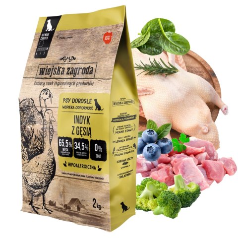 Wiejska Zagroda indyk z gęsią 2kg hipoalergiczna karma dla psa