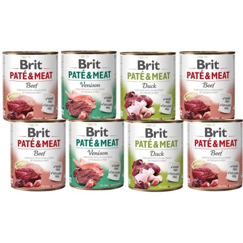 ZESTAW BRIT PATE MEAT 8X800 DUCK VENISON BEEF LAMB