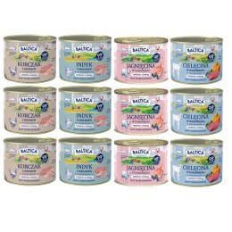 BALTICA 12x185g Karma Mokra dla Kota MIX 99% Mięsa HIT cielęcina jagnięcina