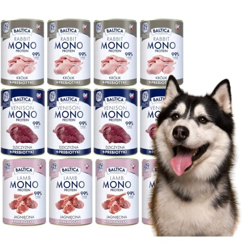 Baltica Nutraceutic 12x400 MONOBIAŁKOWA lamb rabbit venison ZESTAW