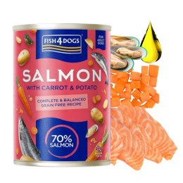 FISH4DOGS KARMA MOKRA DLA PSA ŁOSOŚ 395g 70% RYBY