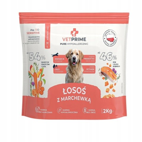 VETPRIME PURE HYPOALLERGENIC ŁOSOŚ Z MARCHEWKĄ M/L 2kg