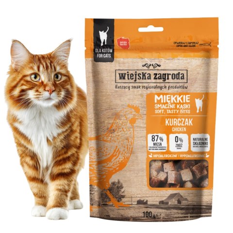 Wiejska Zagroda Przysmak dla kota Miękkie smaczne kąski Kurczak (dorosły) 100g