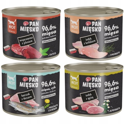 PAN MIĘSKO MORKA KARMA dla kota MIX SMAKÓW 4x200